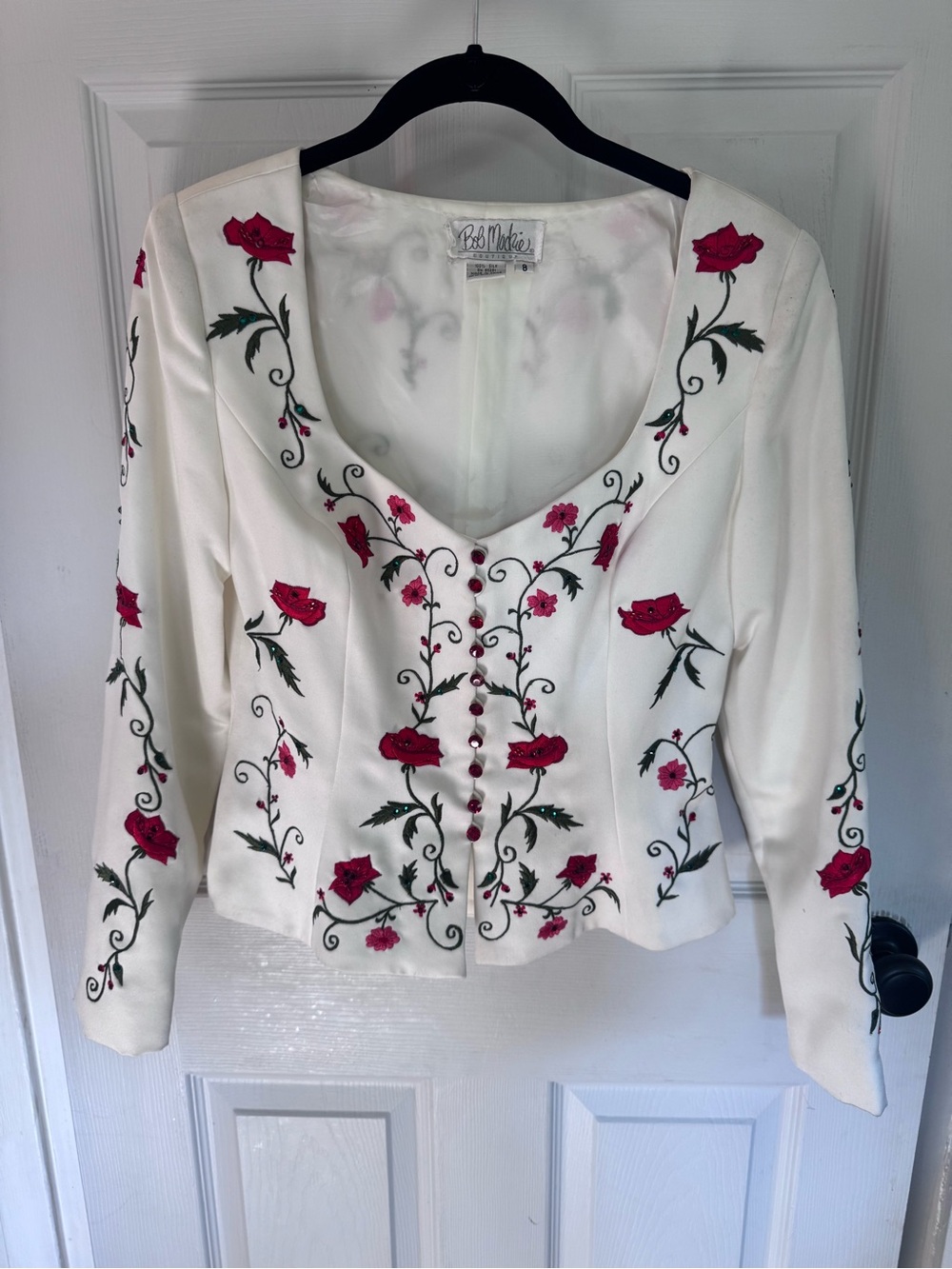 Bob Mackie Boutique Vintage Embroidered Floral Blazer Blouse